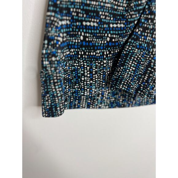 Bay Studio Career Petite PS 3/4 Sleeve Blue/Black Pattern Blouse - Picture 5 of 8